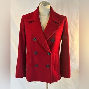 Old Navy deep red double breasted button closure wool blend blazer coat size S